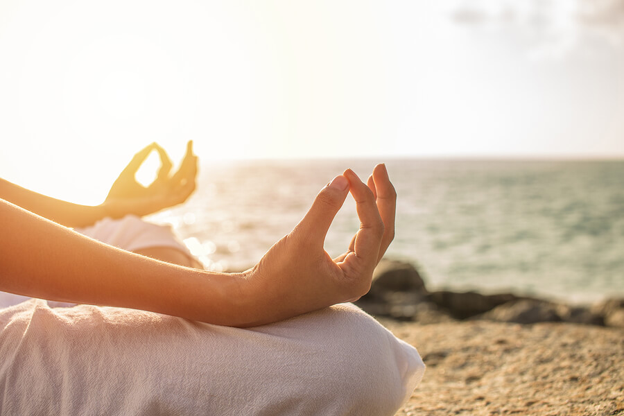 Young Woman Meditation Yoga Image