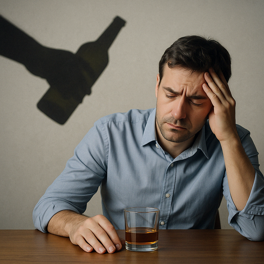 Picture of a man in his 40s with an alcohol abuse problem