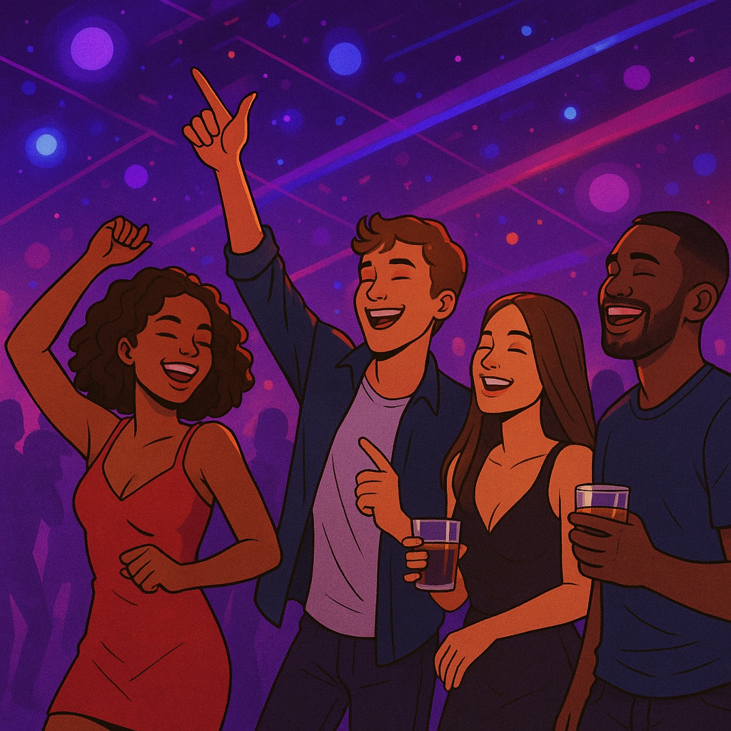 illustration of recreational drug users at a club