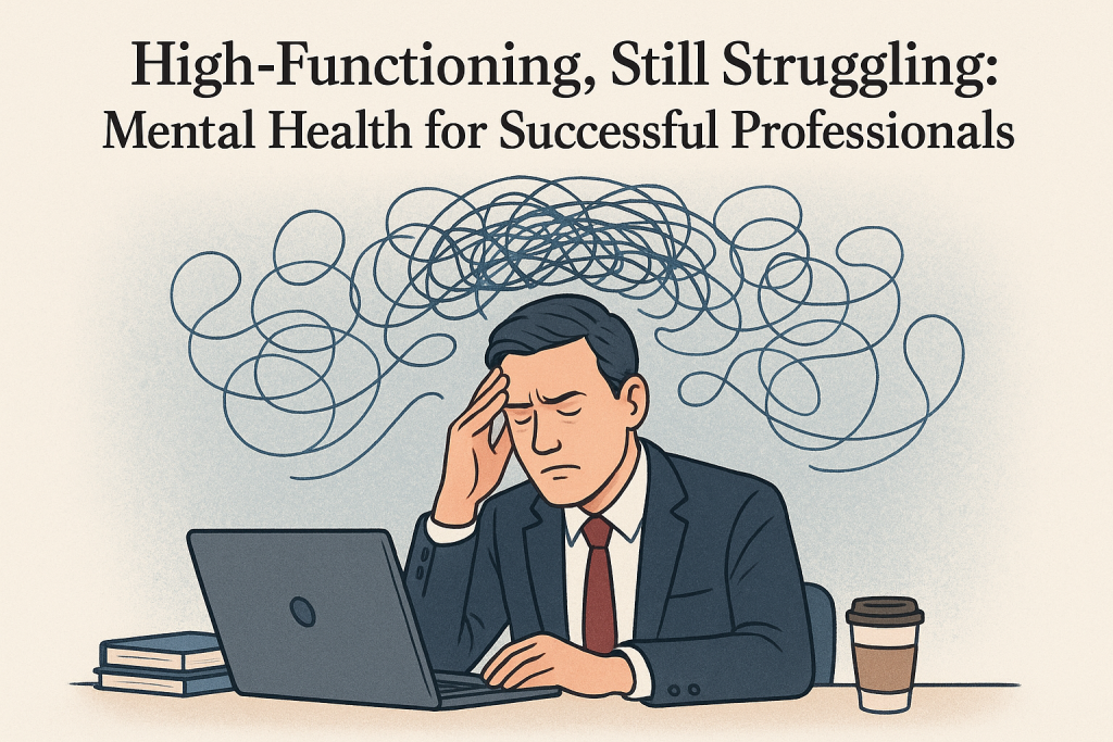 high functioning executives struggle with mental health illustration