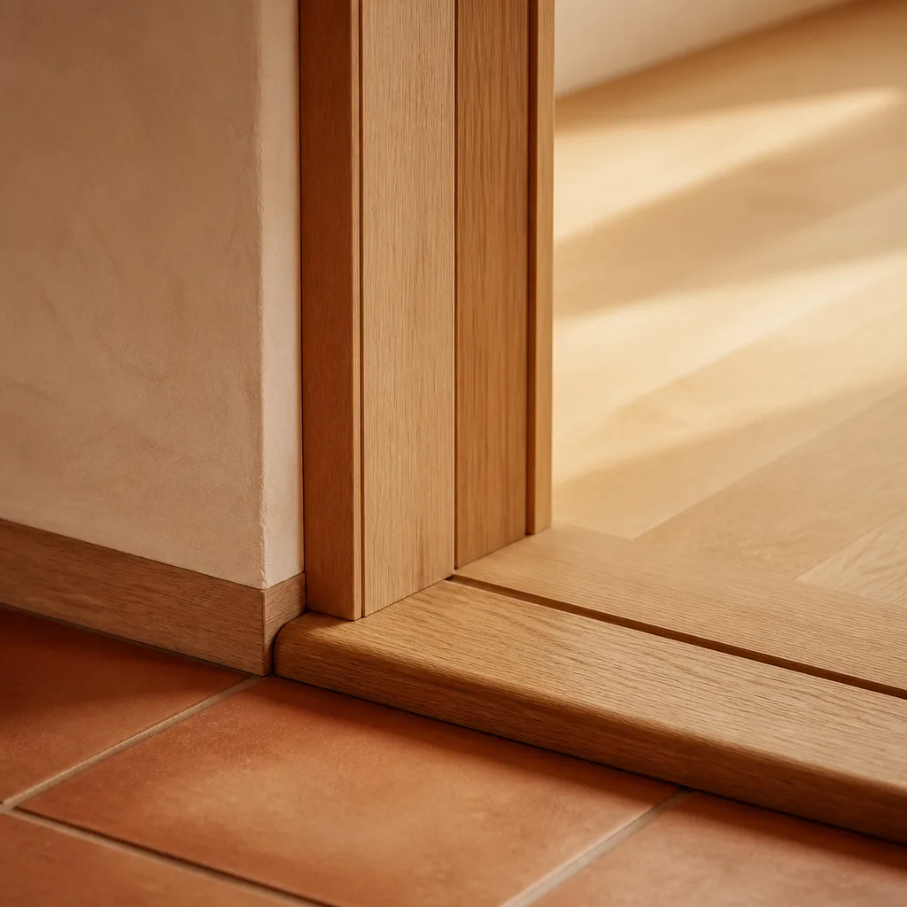 Interior architectural detail of a stair rail in warm light.