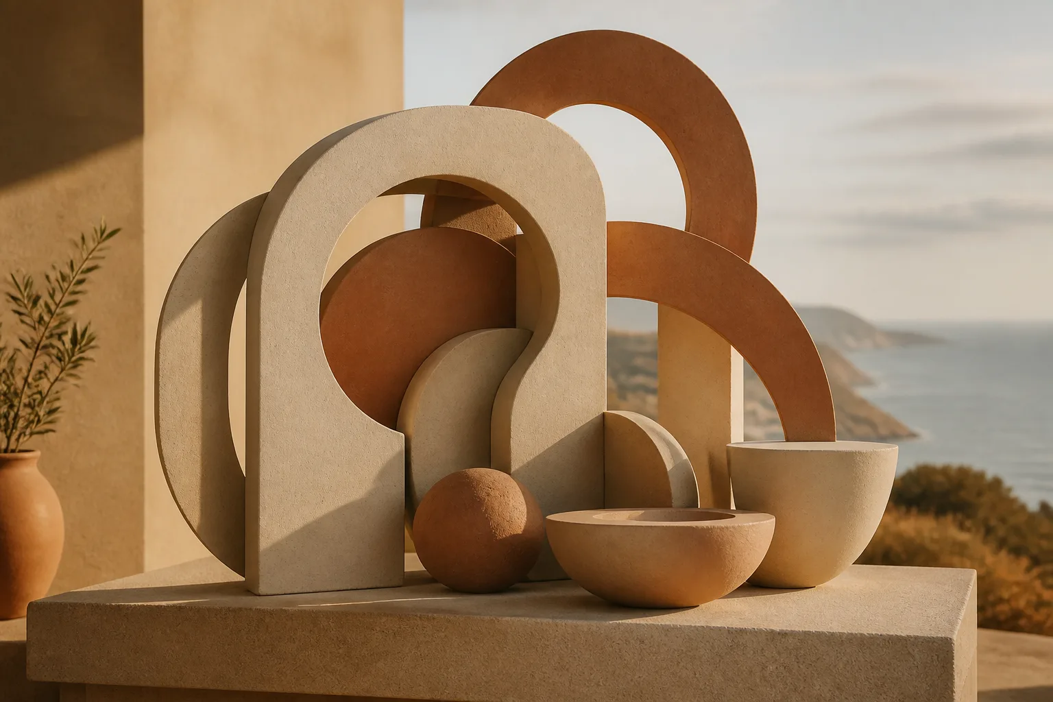 Abstract composition of entwined shapes symbolizing family dynamics.